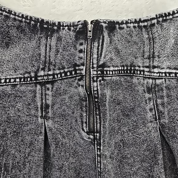 Free People We The Free Black Denim Faded Pleated Skirt Distressed Y2K Grunge - Picture 2 of 8